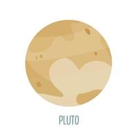 Pluto. Planet of the solar system on a white background. Vector illustration in cartoon style for children. Icon of the planet.