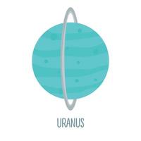 Uranium. Planet of the solar system on a white background. Vector illustration in cartoon style for children. Icon of the planet.