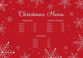 christmas menu design with snowflake border vector