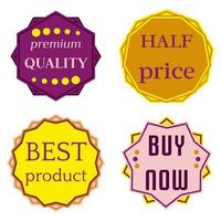 Set of Vector Badges with Ribbons. Web stickers and labels. Isolated vector illustration.