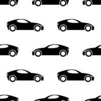 Seamless pattern with black cars on white background. Vector illustration.