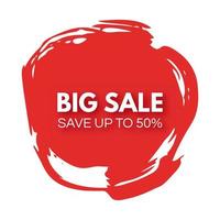 Big Sale banner on red paint stain. Shopping discount promotion text with shadow. Vector illustration