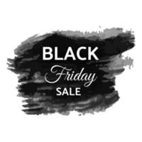 Black friday sale banner. White text on dark grunge brush stroke. Vector illustration