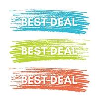 Best deal banner. Set of three sale banners on the colorful painted spots. Vector illustration