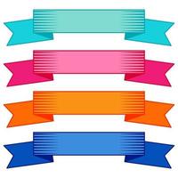 Set of four multicolor ribbons and banners for web design. Great design element isolated on white background. Vector illustration.