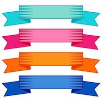 Set of four multicolor ribbons and banners for web design. Great design element isolated on white background. Vector illustration.