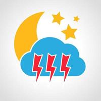 Night thunderstorm weather Icon. Multicolored weather icon on white background. Vector illustration.