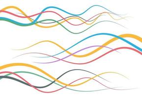 Set of abstract color curved lines. Wave design element. Vector illustration.