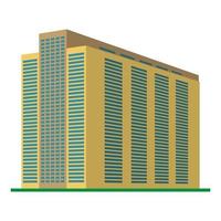 un edificio moderno de gran altura sobre un fondo blanco. vista del edificio desde abajo. ilustración vectorial isométrica. vector