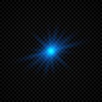 Light effect of lens flares. Blue glowing lights starburst effects with sparkles. Vector illustration