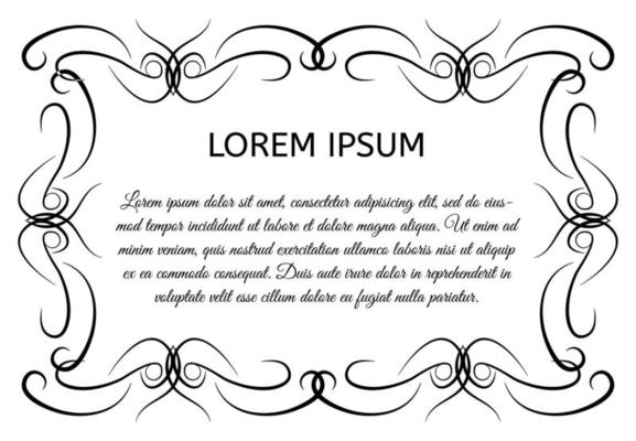 Decorative vintage horizontal frame with the place for your text in center. Vintage ornament greeting card template. Vector illustration.