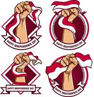 hands with indonesia flag illustration vector