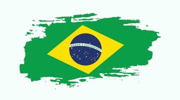Grunge texture distressed Brazil flag vector