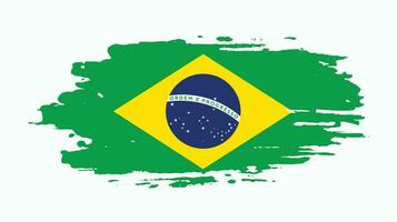 New brush grunge texture Brazil flag vector