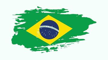 Flat grunge texture vintage Brazil flag vector