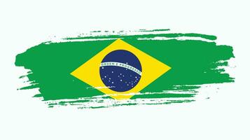 Colorful grunge texture Brazil vintage flag vector