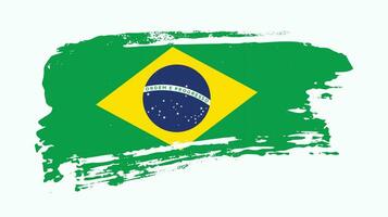 Grunge texture Brazil flag background vector