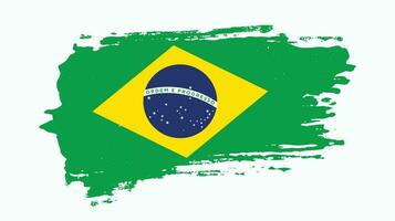 Flat grunge texture abstract Brazil flag vector