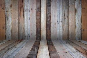 empty wooden planks wall perspective floor room interior background photo