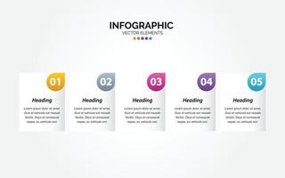 plantilla de infografía horizontal de negocios de presentación con 5 opciones vector