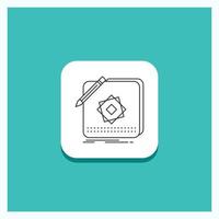 Round Button for Design. App. Logo. Application. Design Line icon Turquoise Background vector