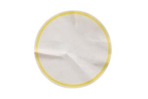 Blank round paper sticker label isolated on white background photo
