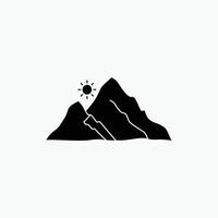 mountain. landscape. hill. nature. sun Glyph Icon. Vector isolated illustration
