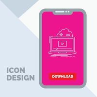 Cloud. game. online. streaming. video Line Icon in Mobile for Download Page vector