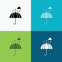 sombrilla. cámping. lluvia. la seguridad. icono del tiempo sobre varios antecedentes. diseño de estilo de glifo. diseñado para web y aplicación. eps 10 ilustración vectorial vector