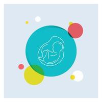 bebé. el embarazo. embarazada. obstetricia. fondo de círculo colorido de icono de línea blanca de feto vector