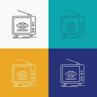 Ad. broadcast. marketing. television. tv Icon Over Various Background. Line style design. designed for web and app. Eps 10 vector illustration