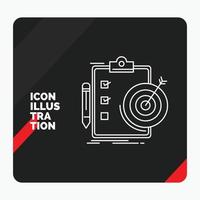 Red and Black Creative presentation Background for goals. report. analytics. target. achievement Line Icon vector