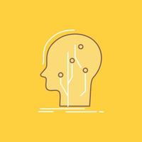 Data. head. human. knowledge. network Flat Line Filled Icon. Beautiful Logo button over yellow background for UI and UX. website or mobile application vector