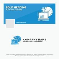 Blue Business Logo Template for outsource. outsourcing. allocation. human. online. Facebook Timeline Banner Design. vector web banner background illustration