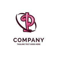 P Company Name Design Pink Beautity Logo Design. Logo Template. Brand Name template Place for Tagline. Creative Logo Design vector