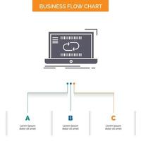 Communication. connection. link. sync. synchronization Business Flow Chart Design with 3 Steps. Glyph Icon For Presentation Background Template Place for text. vector