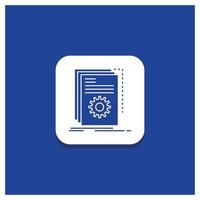 Blue Round Button for App. build. developer. program. script Glyph icon vector