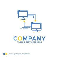 local. lan. connection. sync. computer Blue Yellow Business Logo template. Creative Design Template Place for Tagline. vector