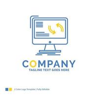 synchronization. sync. information. data. computer Blue Yellow Business Logo template. Creative Design Template Place for Tagline. vector