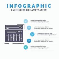 control. controlador. midi estudio. plantilla de infografía de sonido para sitio web y presentación. icono de glifo gris con ilustración de vector de estilo infográfico azul.