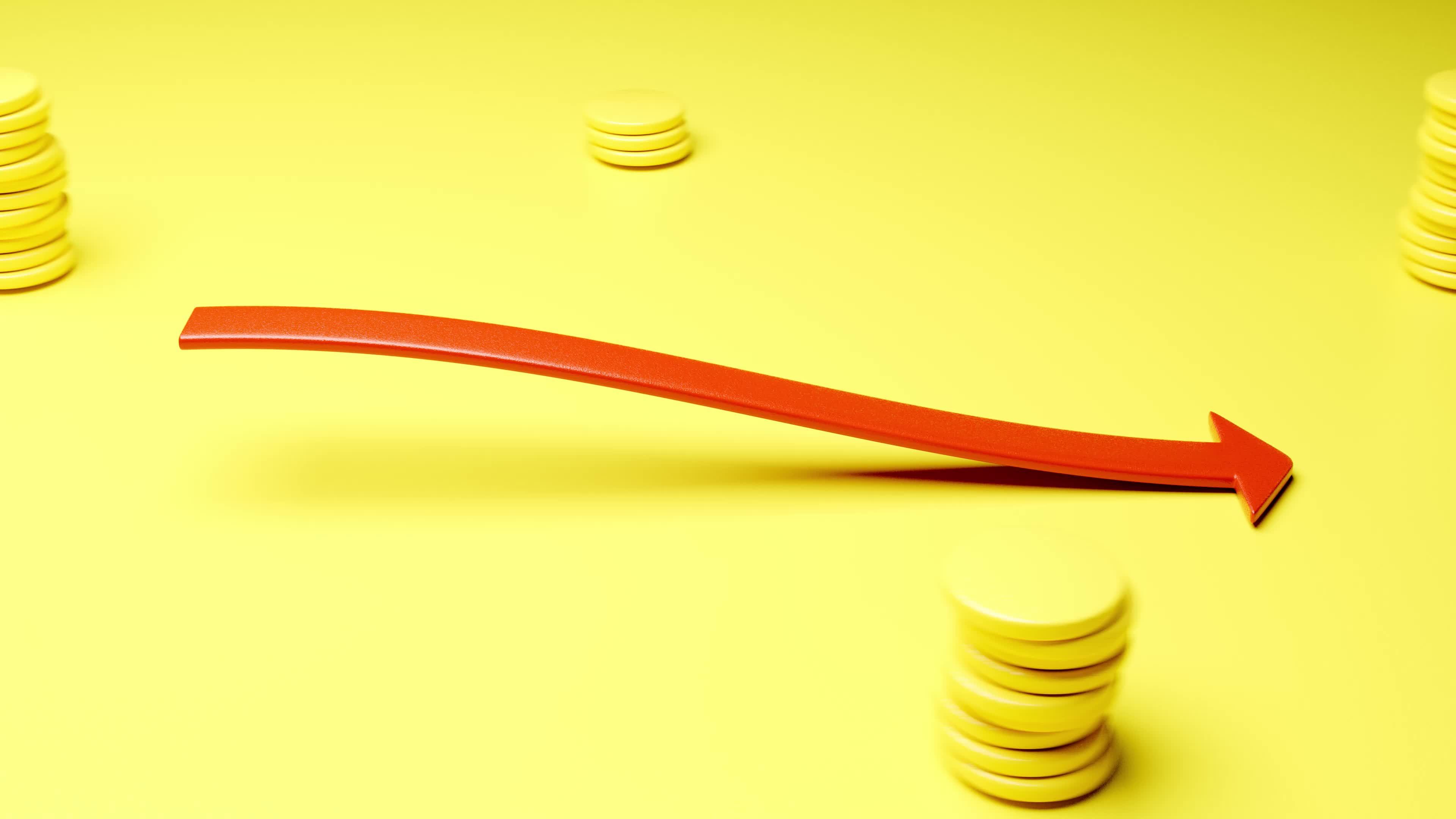 Red arrow wave graph moving among the coins 3d render. High quality 4k looped animation. 13024366 Stock Video at Vecteezy Red arrow wave graph moving among the coins 3d render. High quality 4k looped animation. 13024366 Stock Video at Vecteezy