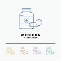 medicine. Pill. capsule. drugs. tablet 5 Color Line Web Icon Template isolated on white. Vector illustration