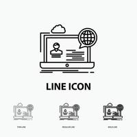 webinar. forum. online. seminar. website Icon in Thin. Regular and Bold Line Style. Vector illustration