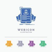 resume. employee. hiring. hr. profile 5 Color Glyph Web Icon Template isolated on white. Vector illustration