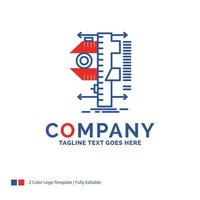 Company Name Logo Design For measure. caliper. calipers. physics. measurement. Blue and red Brand Name Design with place for Tagline. Abstract Creative Logo template for Small and Large Business. vector