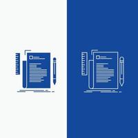 Code. coding. file. programming. script Line and Glyph web Button in Blue color Vertical Banner for UI and UX. website or mobile application vector