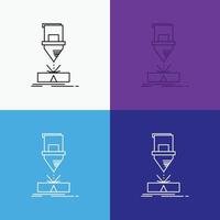 Cutting. engineering. fabrication. laser. steel Icon Over Various Background. Line style design. designed for web and app. Eps 10 vector illustration