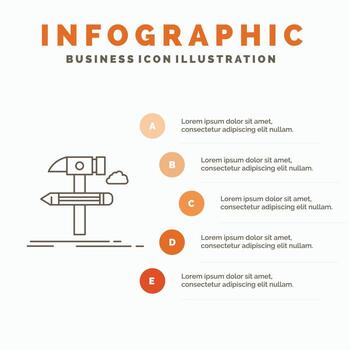 Build. design. develop. tool. tools Infographics Template for Website and Presentation. Line Gray icon with Orange infographic style vector illustration