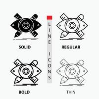 design. designer. illustration. sketch. tools Icon in Thin. Regular. Bold Line and Glyph Style. Vector illustration