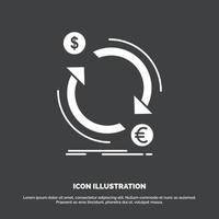 exchange. currency. finance. money. convert Icon. glyph vector symbol for UI and UX. website or mobile application